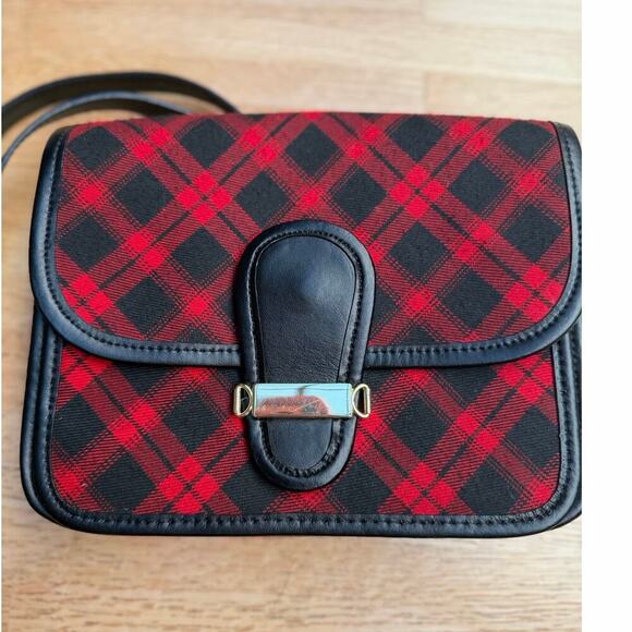 Talbots Red Plaid Tartan Crossbody Bag Coquette Preppy Chic Academia Clueless - Picture 2 of 10